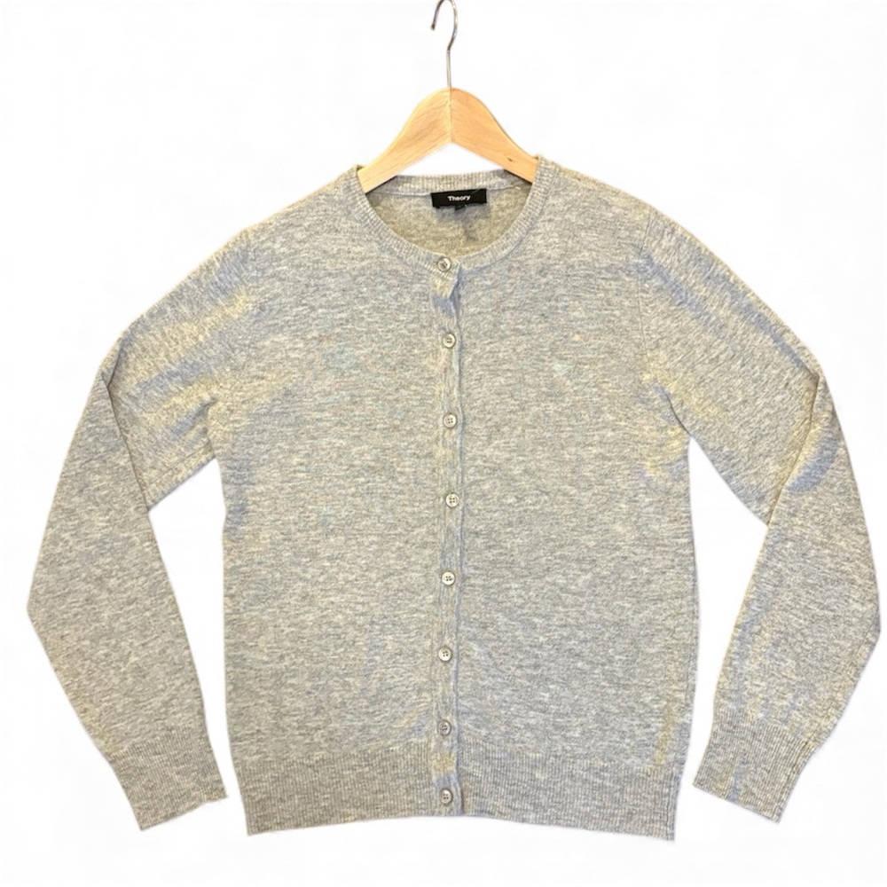 NWOT Theory Heather Gray Wool/Cashmere Blend-Knit Sweater-Size Small